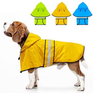 Dolitego 犬用レインコート- 防水調節な反射型犬用レインコートジャケット 小型犬中型犬大型犬 軽量 通気性 ポンチョスリッカー 帽子付｜kirelab-net