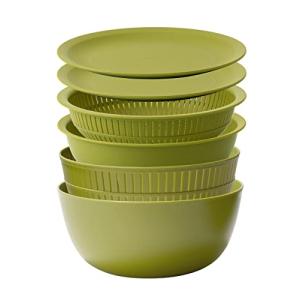 ライクイット (like-it) ざる ボウル 電子レンジ対応 Colander&Bowl 米とぎにも使える ザルとボール グリーン 6点セット｜kirelab-net
