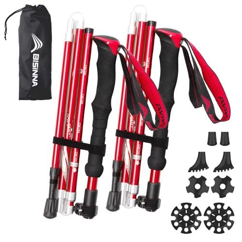 BISINNAトレッキングポール 折畳み 軽量 登山用ストック 2本セット コンパクト アルミ製 長...