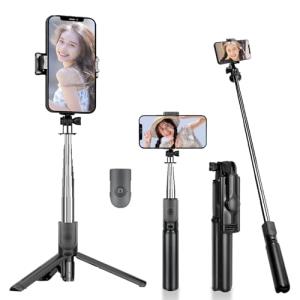 Mtricpop 自撮り棒 iphone じどり棒 スマホスタンド 三脚 セルカ棒 スマホ gopro デジカメ兼用 卓上 軽量 360度回転｜kirelab-net