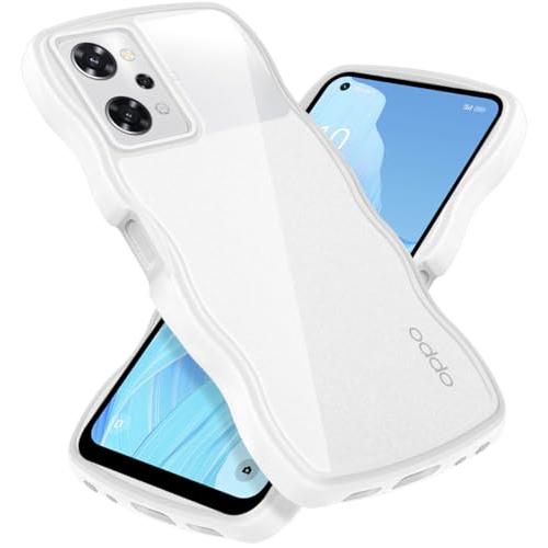 クリア OPPO Reno9 A/OPPO Reno7 A ケース かわいい 波状フレーム うねうね...