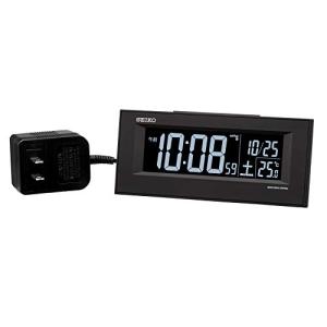 セイコークロック(Seiko Clock) 置き時計 01:黒 本体サイズ:6.4×15.4×3.9cm 目覚まし時計 電波 交流式 デジタル｜kirelab-net