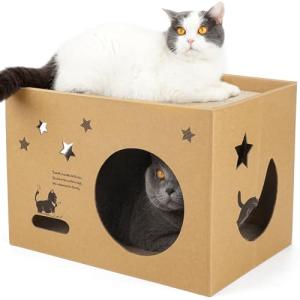 ULIGOTA猫 爪とぎ 段ボール キャットハウス 猫用 つめとぎ ダンボールハウス 猫ベッド 通気 丈夫 ストレス解消 組立簡単｜kirelab-net