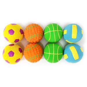 SCHITEC犬 おもちゃ ボール 音の出る 6cm・8個セット 野球 ・サッカー・バレーボール ・バスケットボール各種２個ずつ 噛むおもちゃ｜kirelab-net
