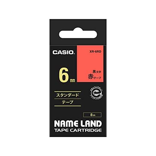 純正 カシオ ラベルライター ネームランド テープ 6mm XR-6RD 赤地に黒文字