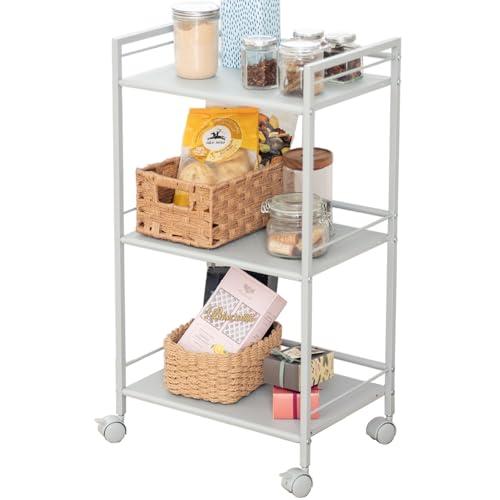 ドウシシャ カラーボックスサイズで使いやすく鉄製パンチングがお手入れ簡単 キッチンワゴン 3段 グレ...