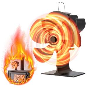 Gegizun ストーブファン 電源不要 省エネ 石油ストーブ 自動 空気循環 5枚羽 薪ストーブファン 静音 エコファン キャンプ 小型 火力｜kirelab-net