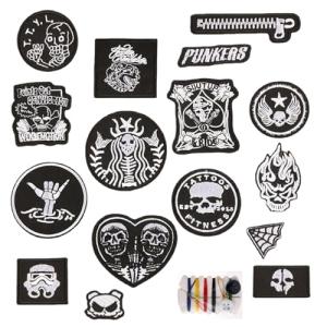 サムコス 刺しゅうパッチ アイロンワッペン セット ファッション 漫画 かわいい DIY装飾 アクセサリー ぼうし バッグ 衣類 飾り (どくろ｜kirelab-net