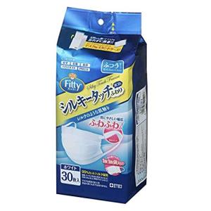フィッティ シルキータッチ耳ゴムふわり 30枚 ホワイト ふつう エコノミーパック ケース付き × 2個セット｜kirelab-net