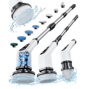 Leebein バスポリッシャー 電動お掃除ブラシ 8つ取り替えブラシ付き お風呂掃除 ターボプロ ブラシ USB C充電式 長さ伸縮 手持ち式｜kirelab-net