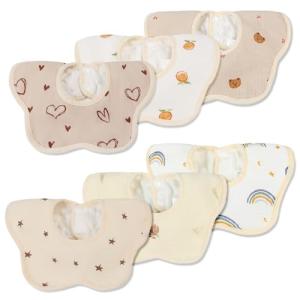 [Comfort U] よだれかけ ベビー ビブ スタイ 6枚セット 4層構造 二重ガーゼ 綿 防水シート入り 吸水速乾 柔らかい 花びら型 3｜kirelab-net