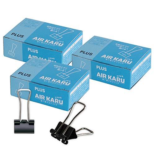 プラス ダブルクリップ エアかる 極豆 ブラック 60個 (20個入×3箱) 35-558×3