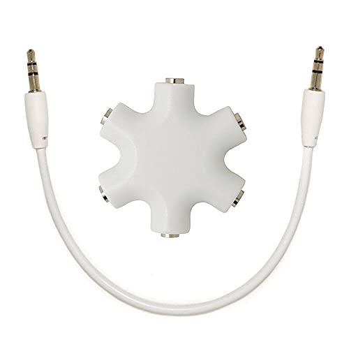 マルチイヤホンスプリッター 3.5mm ステレオイヤホンプラグ 5ウェイ 6ポート イヤフォンジャッ...