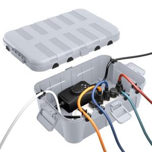 RESTMO 大型コンセントボックス 屋外 電源 防水 ボックス IP54 雨よけ 耐候性 ガーデンライト、タイマー、コンセントプラグに最適 ラ