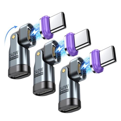 USB-C 変換アダプタ マグネット式 16Pin Ｌ字型 180°回転PD240W・3個セットTy...
