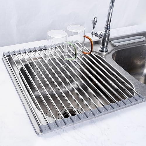 水切りラック 折りたたみ 伸縮タイプ水切り 抗菌 耐熱 錆びない 滑り止め サイズ調整 28-50c...