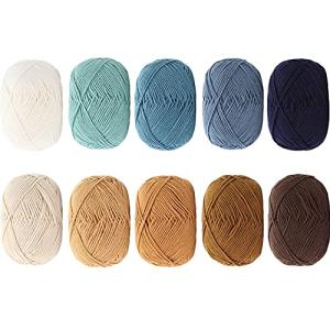 YINKE コットンヤーン 毛糸 40g玉巻(約130m)10色セット かぎ針編み 編み物 小物 デコレーション (カラー3)｜kirelab-net