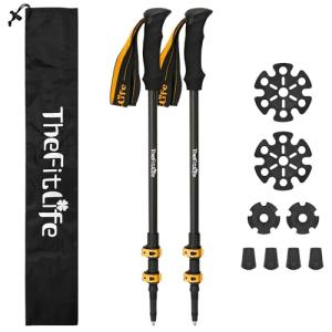 TheFitLife トレッキングポール カーボン 登山 ストック 軽量 57-120cm伸縮 ウォーキングポール ウォーキングステッキ 2本セ｜ルミナスエイト ヤフー店