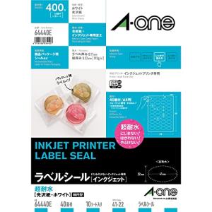 エーワン ラベルシール インクジェット 超耐水 光沢紙 40面楕円型 10シート 64440E｜kirelab-net