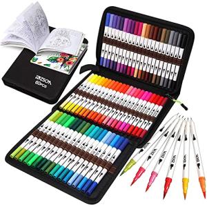 M ZSCM カラーペン 60色セット 水彩画筆 アーティスト画筆 細字 デュアルチップ アートマーカーペンセット 絵筆 塗り絵帳 オフィス用品｜kirelab-net