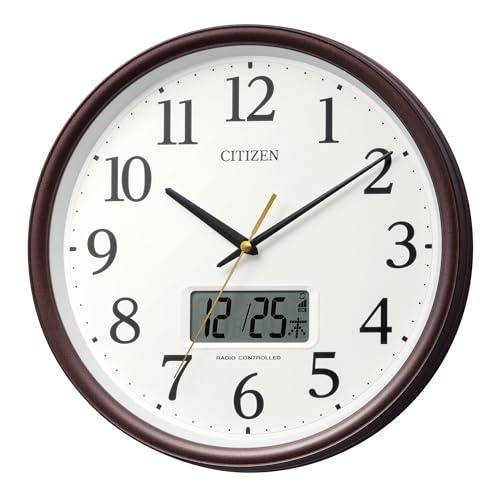 リズム(RHYTHM) シチズン 掛け時計 電波時計 アナログ 温度 湿度 カレンダー (デジタル ...