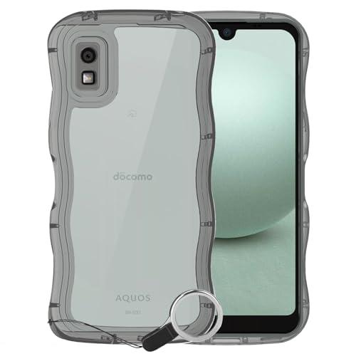 AQUOS wish3 ケース クリアブラック ウェーブ SH-53D TPU波状のバンパー 半透明...