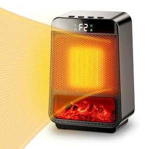 セラミックヒーター 2025革新型&LEDディスプレイ表示 省エネ ヒーター 小型 電気ファンヒーター 足元ヒーター 3D疑似炎 1200W/8｜kirelab-net