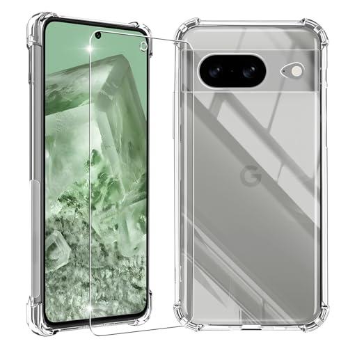 対応 Google Pixel 8A ケース クリア 黄変防止 + Pixel 8a ガラスフィルム...