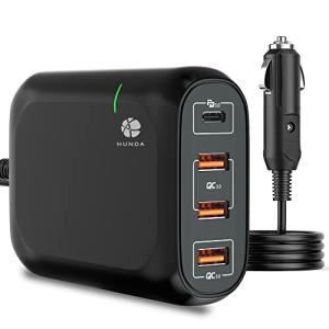 HUNDA シガーソケット usb カーチャージャー 119W 4ポートPD3.0 & QC3.0車載充電器 Type-Ｃ 65W 車載急速充電｜kirelab-net