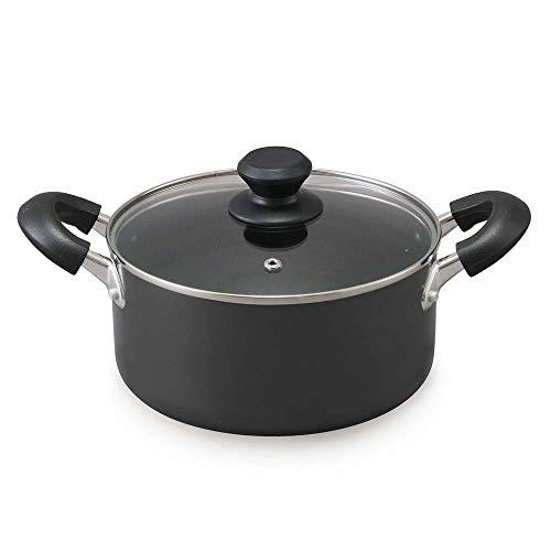 アイリスオーヤマ 両手鍋 20cm 鍋 蓋つき ガス火/IH対応 ガラス蓋付き ダイヤモンドコート ...