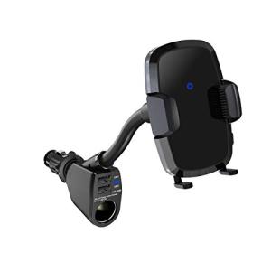 ペルシード(Pellucid) 車内用品 スマホホルダー Qi対応フレキシブルワイヤレス充電ホルダー シガーソケット取付タイプ BK SPH19｜kirelab-net