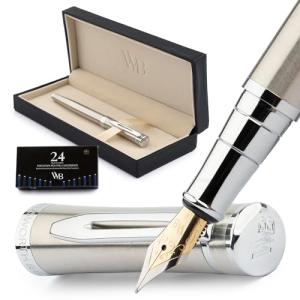 Wordsworth & Black 万年筆セット、18K金メッキ細ペン先、24パックインクカートリッジ、インクリフィルコンバーター&ボックス付｜kirelab-net