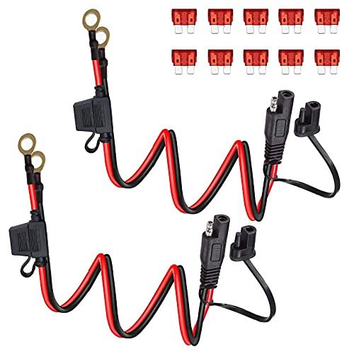 GTIWUNG 2個2フィートSAE接続ケーブル SAE DCアダプタコード 16AWG SAE ハ...