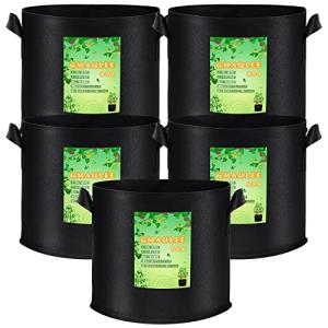GMAULEE 不織布プランター 栽培袋 布鉢 5ガロン5個セット フェルト 植え袋 植物育成 厚手 通気性 持ち手付き 花栽培 野菜栽培 園芸｜kirelab-net
