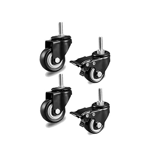 YFFSFDC ネジ式 キャスター M8ネジ ブレーキ付き 4個セット 360度回転 静音 自在車キ...