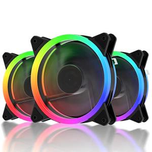 upHere 120mm RGB PCケースファン 中心部分が黒でLEDリングで周りが光る 静音タイプ 25mm厚 6PIN SATA電源 コン｜kirelab-net
