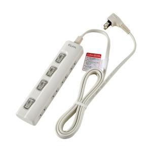 エルパ(ELPA) スイッチ付タップ コンセント 延長コード LED 横差し 4個口 2ｍ WLS-LY42EB(W)｜kirelab-net