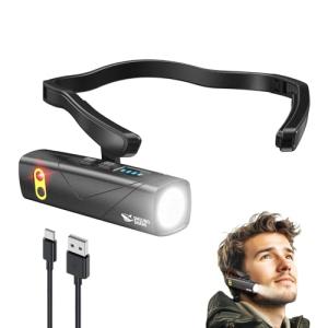 Smiling Shark 充電式 LED ヘッドライト 新概念耳掛け式・白色光・赤色光 耳装着式ヘッドランプ センサー付き USB充電 5つの｜kirelab-net