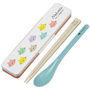 スケーター(Skater) 箸 スプーン コンビセット 18cm 抗菌加工 お弁当 大人用 シリコンクッション付きで音がならない 日本製 ねこっ｜kirelab-net