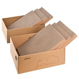 LIFLIX 猫 爪研ぎ 段ボール 箱型 猫 つめとぎ6枚入り 猫ベッド兼用 経済的 掃除楽 43.5×33.5×15.5cm｜kirelab-net