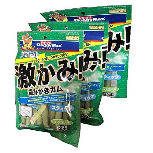 ドギーマン 犬用おやつ 激かみ 歯みがきガム ホワイデント スティック 中・大型犬用 12本 ×3個...