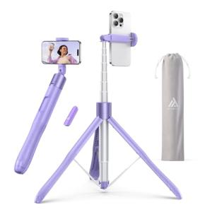 ATUMTEK スマホ三脚 自撮り棒 150cmロングタイプ セルフィースタンド アルミ製 充電式 Bluetoothリモコン付き 360度回転｜kirelab-net