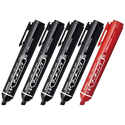 ゼブラ 油性マーカー マッキーノック 太字 黒4本赤1本セット P-YYSB6-BK4R1-AZ