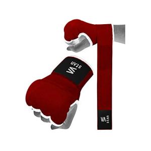 stan バンテージ 簡単 マジックテープ式 インナーグローブ ボクシング MMA 衝撃吸収ゲルパッド (L レッド)｜kirelab-net