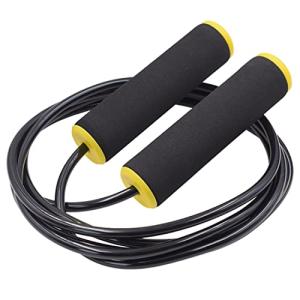 FEELCAT 縄跳び トレーニング用 大人用 脂肪燃焼 フィットネス ヘビーロープ 直径6.5mm 長さ調節 FC22WP (Black/ye｜kirelab-net