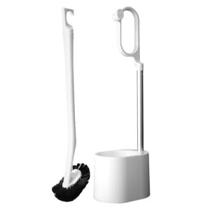 日本クリンテック Ka:z Clean トイレブラシ&スタンド W ホワイト 幅9.5cm 全長46cm 取って付きケース フチ裏に届く お手入｜kirelab-net