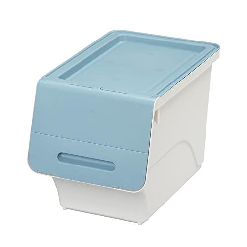 サンカ フロック 重ねて使える蓋付き衣装ケース スリム ブルー おしゃれな大容量収納 引き出さずに使...