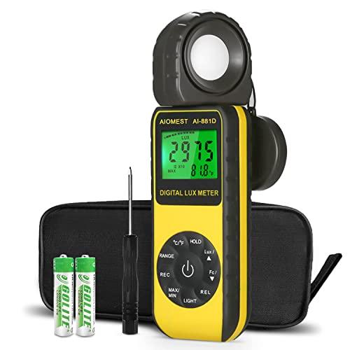 デジタル照度計、AIOMEST ルクス光度計881D回転式受光部 データログ機能付 観葉植物育成・水...