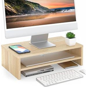 Fitueyes モニター台 パソコン台 モニタースタンド 机上台42.5cm横幅 木製天板 二段式PC台卓上 パソコンスタンド デスクトップ用｜kirelab-net