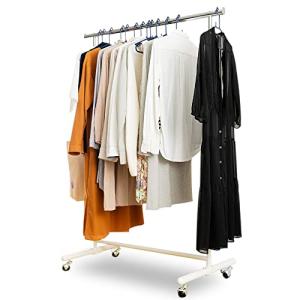 アイリスプラザ ハンガーラック シングル 耐荷重140kg ホワイト 幅105.5×奥行51.5×高さ117-182cm パイプハンガー CW30｜kirelab-net